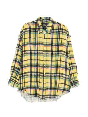 R13 NWOT Plaid Distressed Shirt In Yellow S